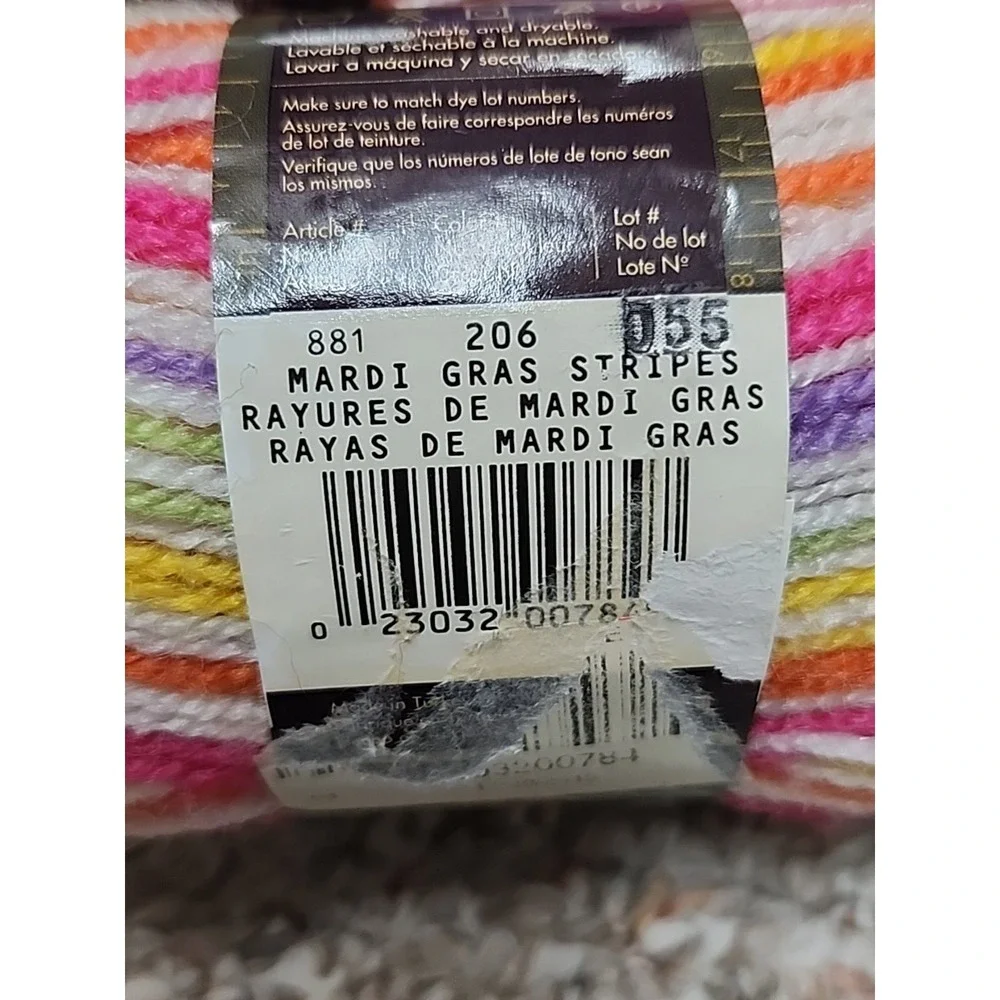 Lot of 5 Lion Brand Jamie Acrylic Striped Turkey #3 Lightweight‎